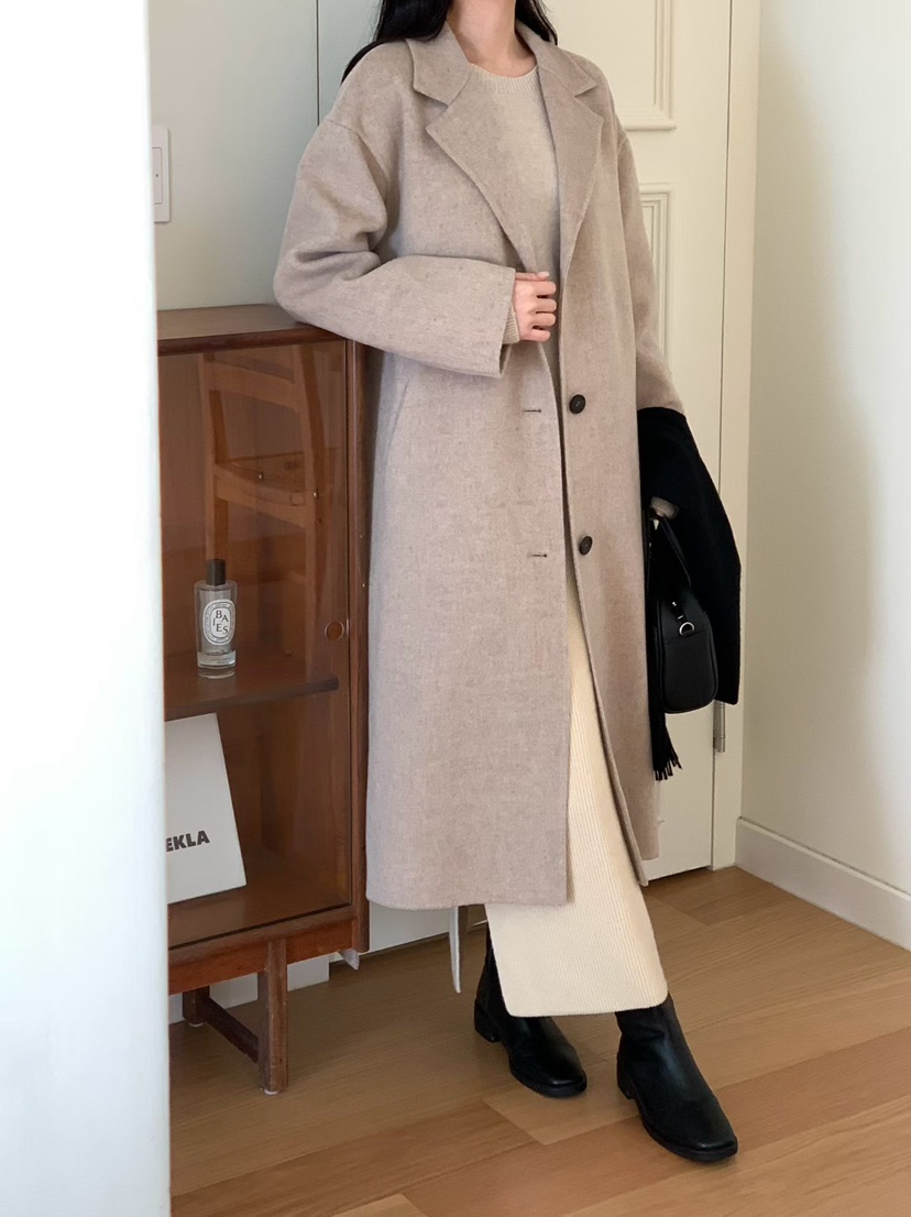 BINUS韓國直郵㊣女裝新品職業推薦真品人氣25秋冬中長款大衣BINUS中長款大衣