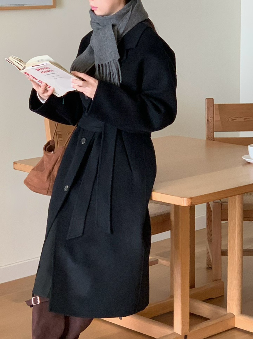 BINUS韓國直郵㊣女裝新品職業推薦真品人氣25秋冬中長款大衣BINUS中長款大衣