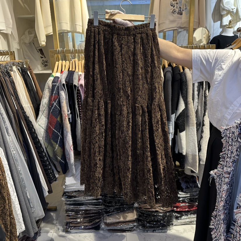COCO HOLIC東大門㊣實拍女士新款25秋冬時尚職業推薦長裙蕾絲COCO HOLIC長裙