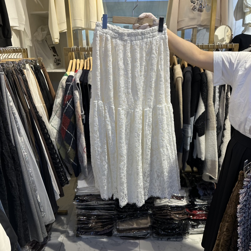 COCO HOLIC東大門㊣實拍女士新款25秋冬時尚職業推薦長裙蕾絲COCO HOLIC長裙