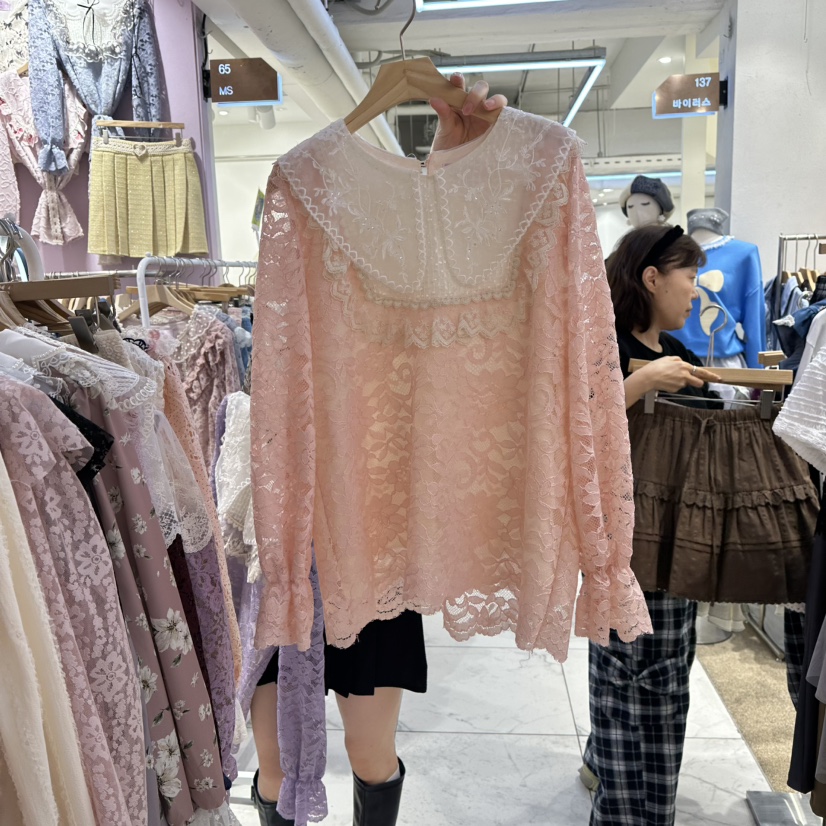 MS東大門㊣直郵女裝新品推薦職業人氣時尚真品25秋冬襯衫蕾絲衫MS襯衫/蕾絲衫圖色2