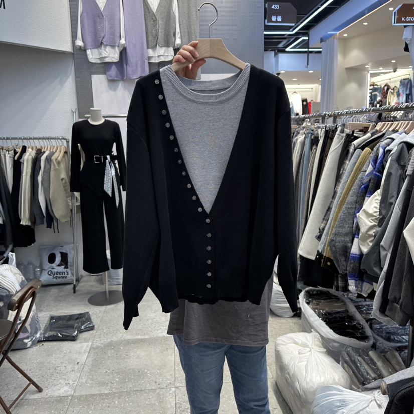 BLOOM東大門㊣直郵女裝新品25秋冬熱賣套裝兩件套套裝開衫紐扣BLOOM-Q套裝圖色2