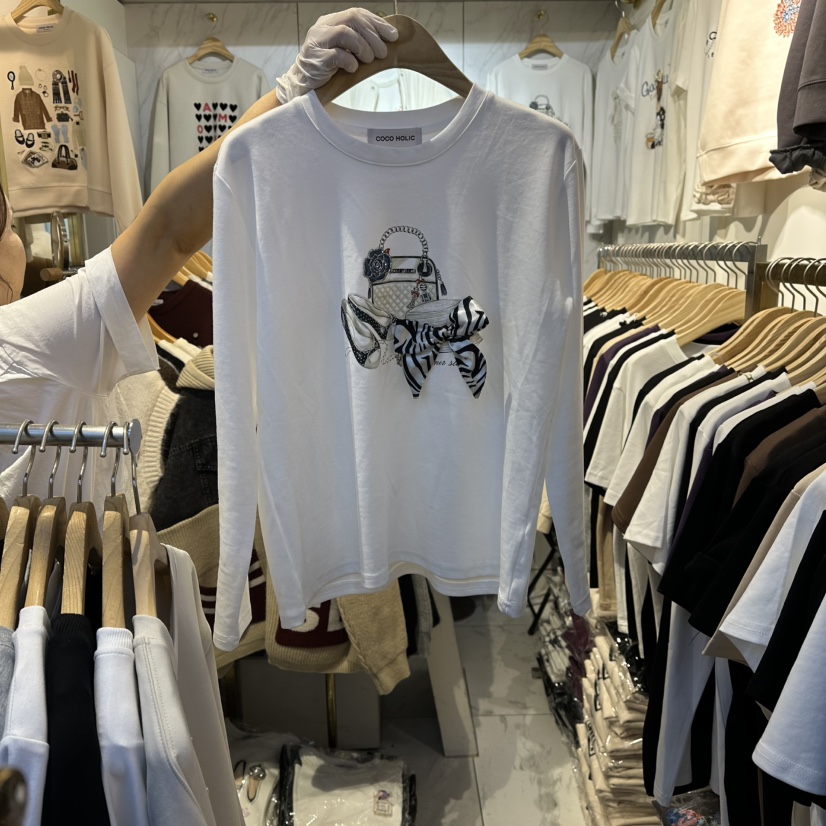COCO HOLIC東大門㊣實拍女士新品25秋冬職業人氣推薦長袖T恤COCO HOLIC長袖T恤