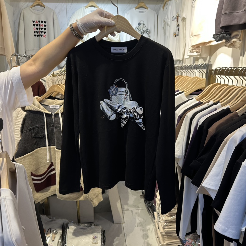 COCO HOLIC東大門㊣實拍女士新品25秋冬職業人氣推薦長袖T恤COCO HOLIC長袖T恤圖色2