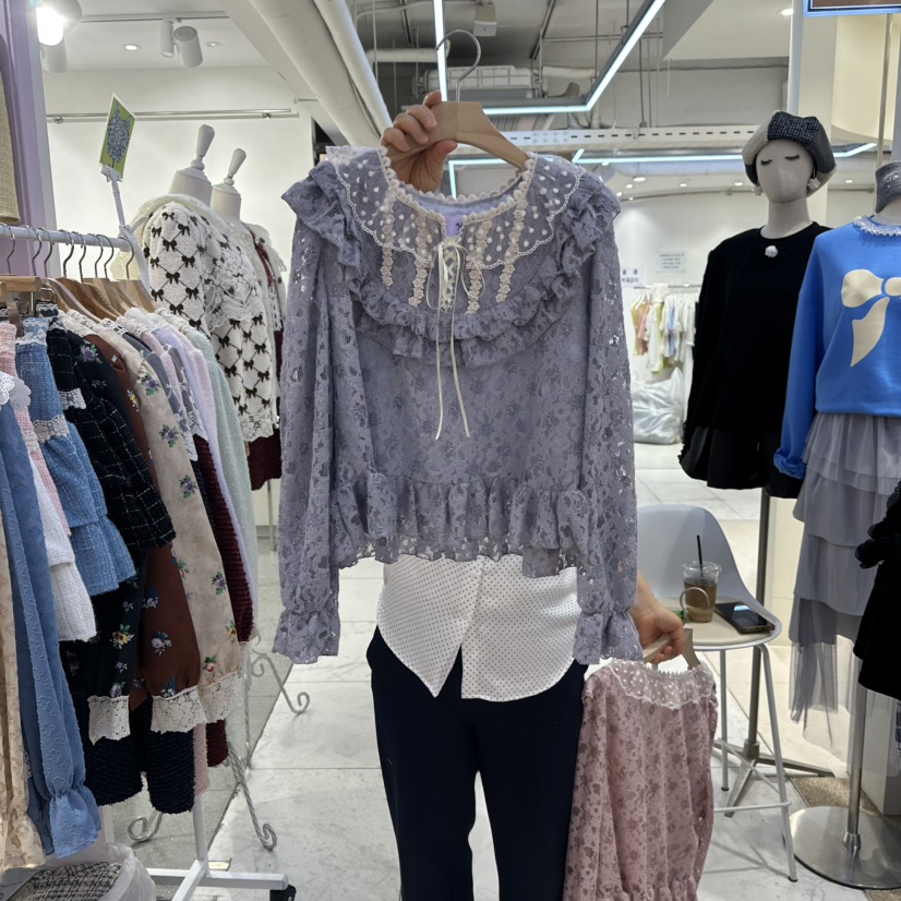 MS東大門㊣實拍女裝新品真品休閑時尚職業25秋冬襯衫蕾絲衫MS襯衫/蕾絲衫圖色2