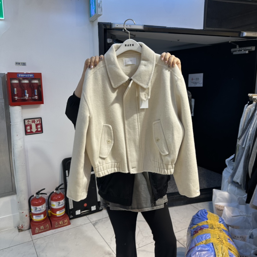 HARU東大門㊣代購女士新品職業熱賣人氣時尚25秋冬夾克手工HARU夾克圖色2杏色