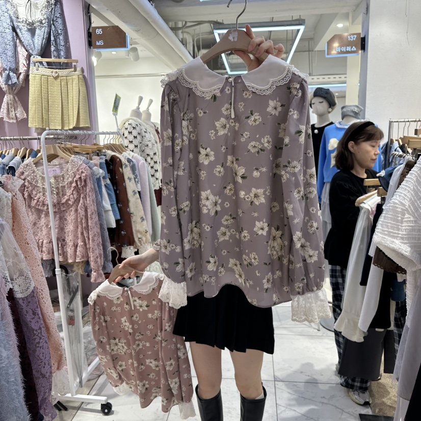 MS韓國直郵㊣女士新品職業時尚25秋冬推薦真品熱賣襯衫蕾絲衫MS襯衫/蕾絲衫