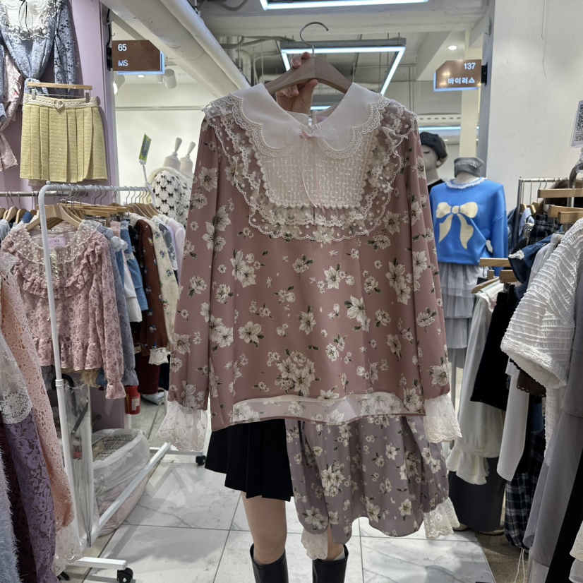 MS韓國直郵㊣女士新品職業時尚25秋冬推薦真品熱賣襯衫蕾絲衫MS襯衫/蕾絲衫圖色1