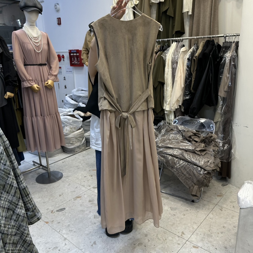 MARIGOLD韓國直郵㊣女士新品時尚真品休閑人氣連衣裙絨面革MARIGOLD連衣裙