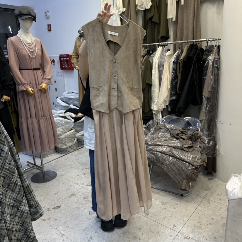 MARIGOLD韓國直郵㊣女士新品時尚真品休閑人氣連衣裙絨面革MARIGOLD連衣裙