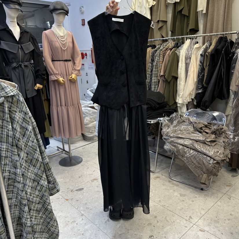 MARIGOLD韓國直郵㊣女士新品時尚真品休閑人氣連衣裙絨面革MARIGOLD連衣裙圖色2