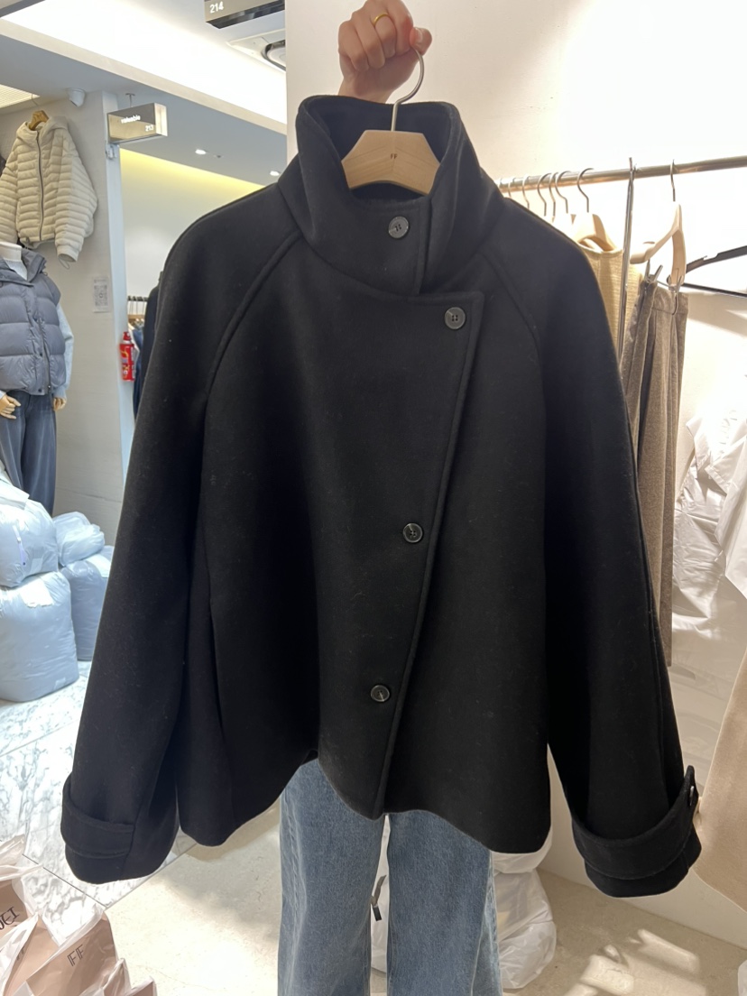 FF韓國代購㊣女士新品熱賣職業真品25秋冬人氣短款大衣羊毛FF/SUNDAY短款大衣圖色2