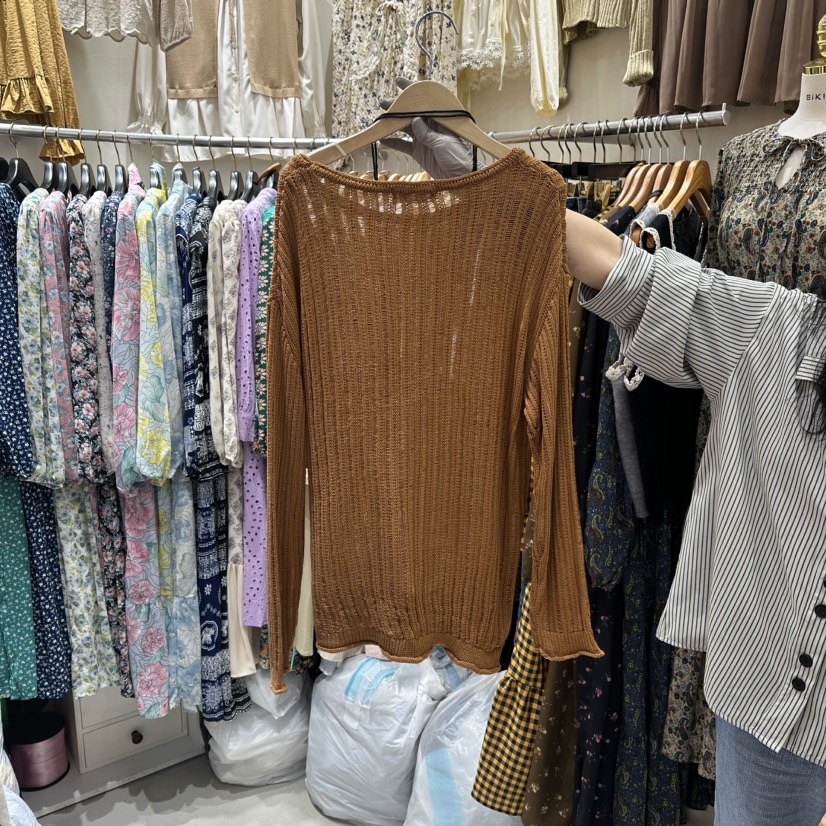BIKINI韓國代購㊣女裝新品人氣推薦真品針織衫含腰繩腰帶長款BIKINI針織衫