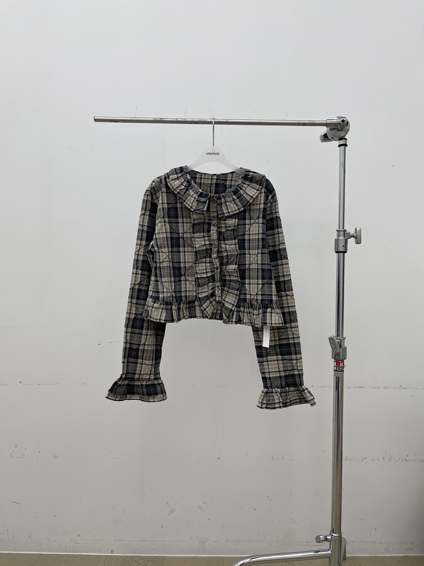 ATMOSPHERE韓國直郵㊣女裝新品真品時尚推薦襯衫蕾絲衫格紋ATMOSPHERE/BLING襯衫/蕾絲衫