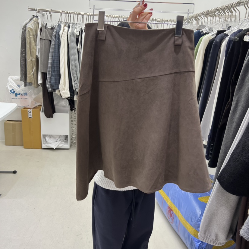 PADO韓國代購㊣女士新品休閑25秋冬時尚半身裙中短裙絨面革PADO半身裙/中短裙