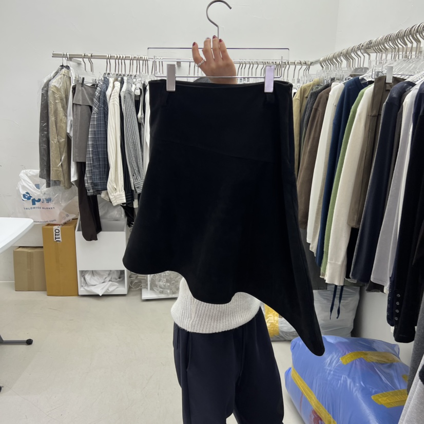PADO韓國代購㊣女士新品休閑25秋冬時尚半身裙中短裙絨面革PADO半身裙/中短裙