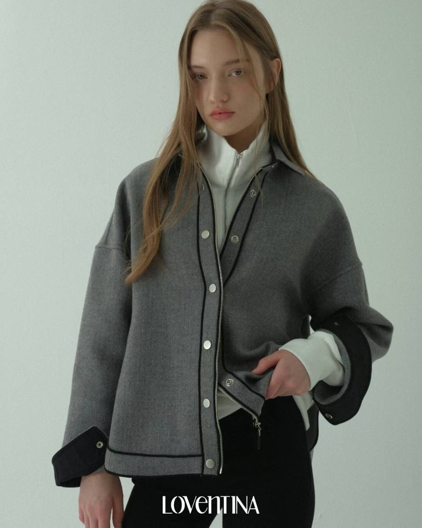 GENTLE B/LOVENTINA東大門㊣實拍女裝新品休閑夾克羊毛混紡GENTLE B/LOVENTINA夾克