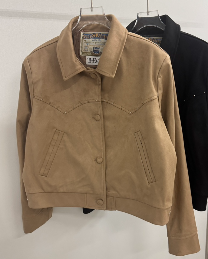 UNA/THE MAY東大門㊣實拍女士新品休閑推薦真品夾克絨面革THEMAY/UNA夾克