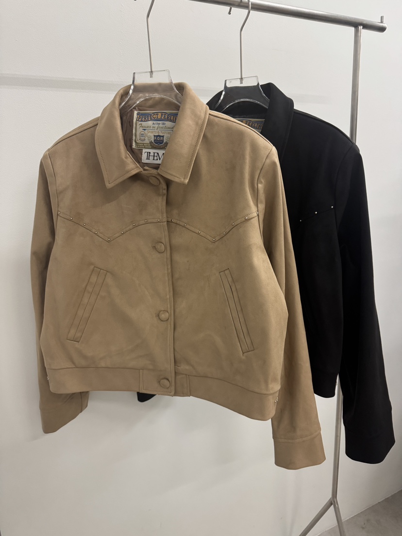 UNA/THE MAY東大門㊣實拍女士新品休閑推薦真品夾克絨面革THEMAY/UNA夾克圖色2左二色