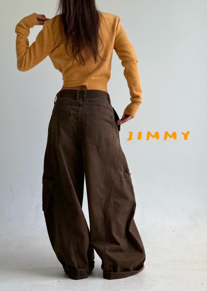 JIMMY東大門㊣實拍女士新品休閑人氣職業休閑褲不含腰帶口袋JIMMY/REMAKE休閑褲
