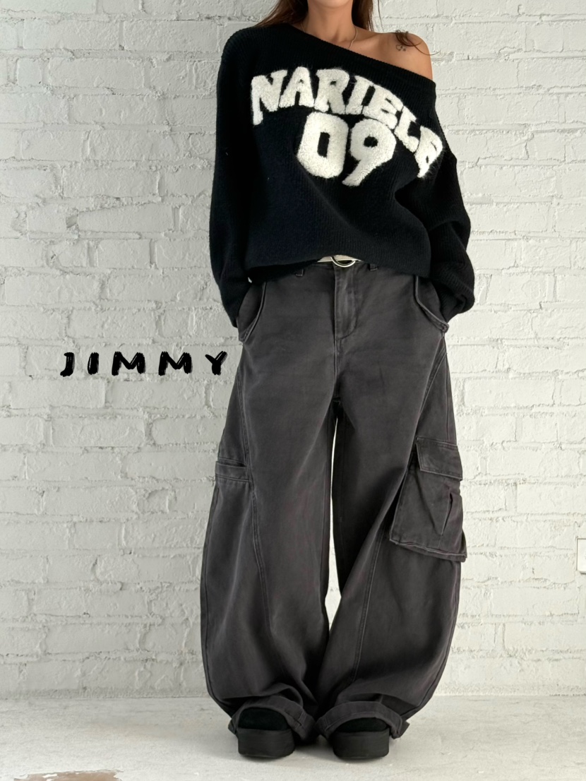 JIMMY東大門㊣實拍女士新品休閑人氣職業休閑褲不含腰帶口袋JIMMY/REMAKE休閑褲