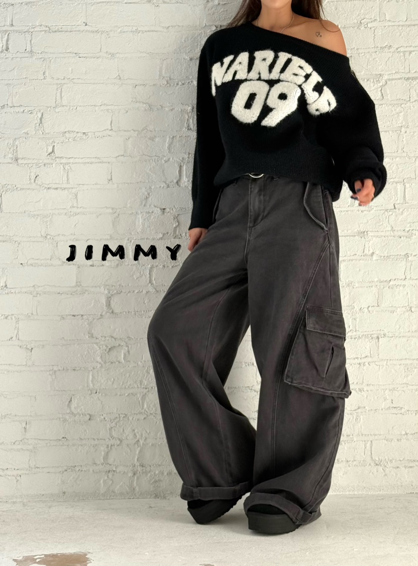 JIMMY東大門㊣實拍女士新品休閑人氣職業休閑褲不含腰帶口袋JIMMY/REMAKE休閑褲