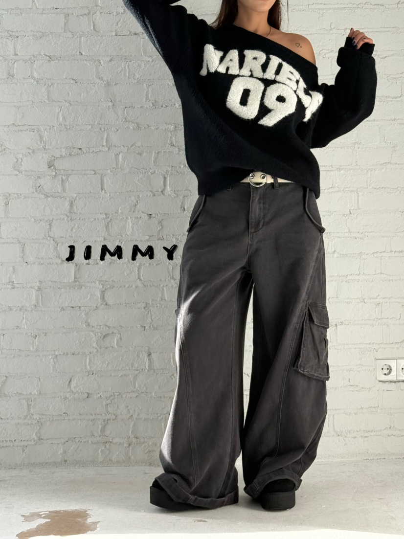 JIMMY東大門㊣實拍女士新品休閑人氣職業休閑褲不含腰帶口袋JIMMY/REMAKE休閑褲