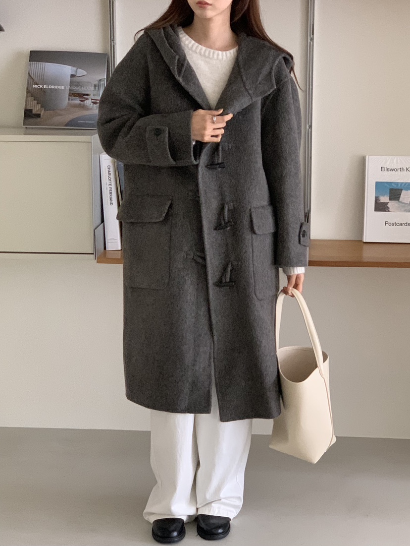 NOTICE韓國代購㊣女裝新款休閑人氣時尚推薦中長款大衣手工NOTICE中長款大衣
