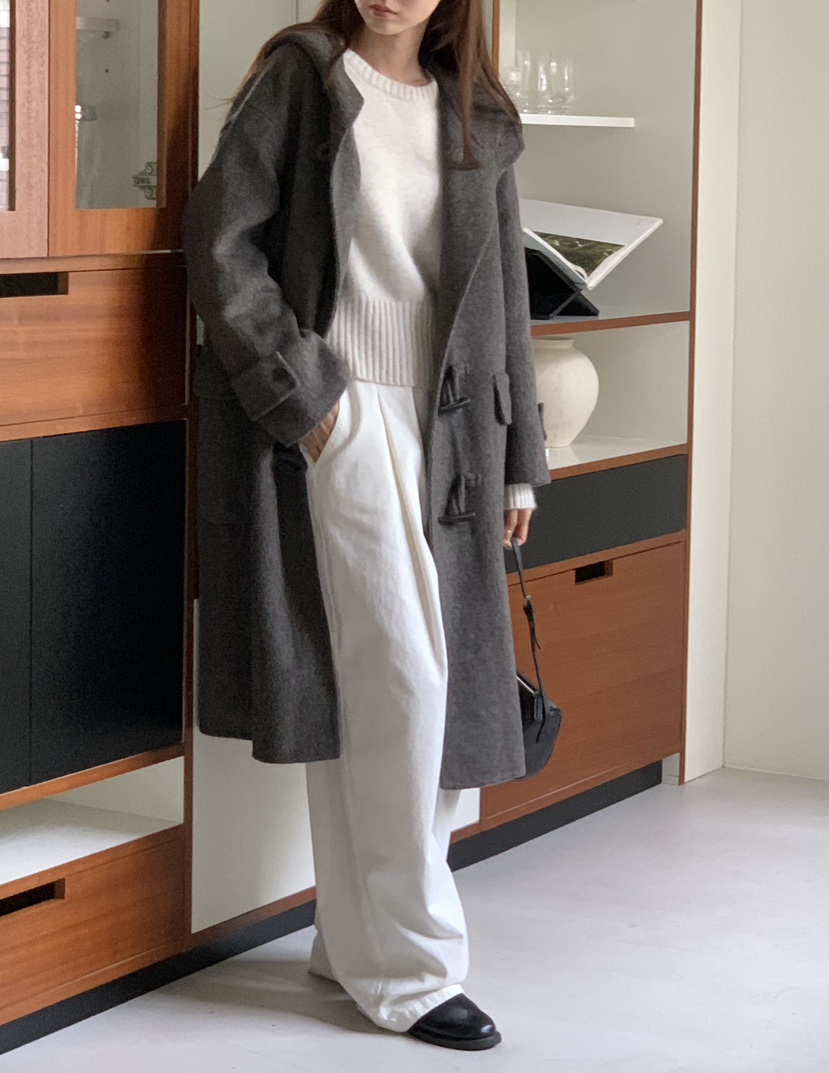 NOTICE韓國代購㊣女裝新款休閑人氣時尚推薦中長款大衣手工NOTICE中長款大衣