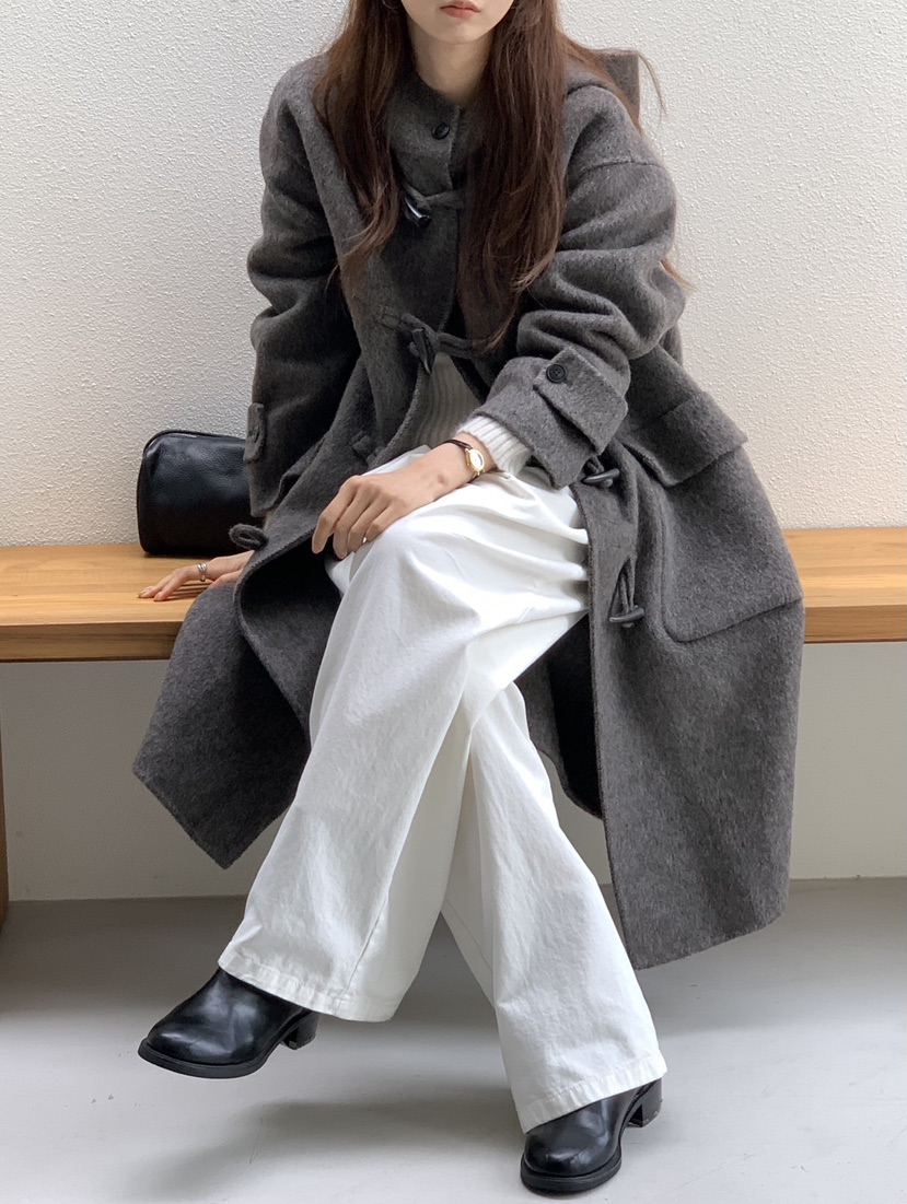NOTICE韓國代購㊣女裝新款休閑人氣時尚推薦中長款大衣手工NOTICE中長款大衣