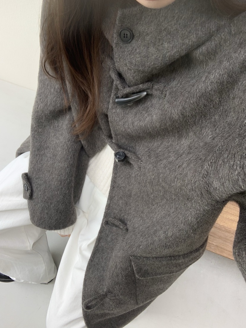 NOTICE韓國代購㊣女裝新款休閑人氣時尚推薦中長款大衣手工NOTICE中長款大衣