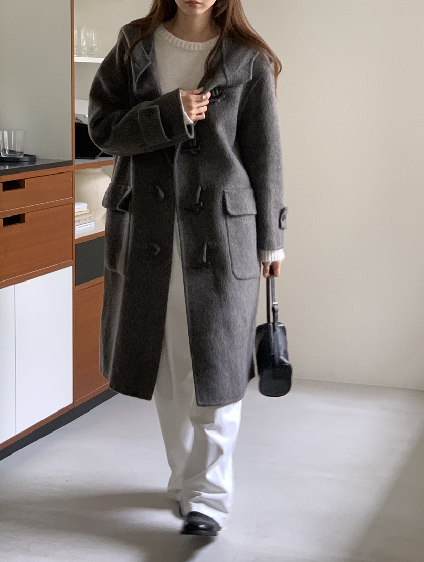 NOTICE韓國代購㊣女裝新款休閑人氣時尚推薦中長款大衣手工NOTICE中長款大衣