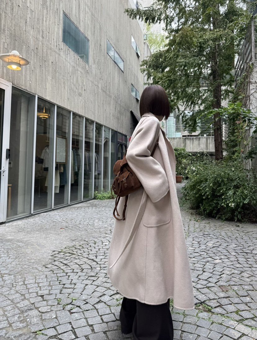 JUJU東大門㊣直郵女裝新品25秋冬休閑熱賣中長款大衣含腰帶JUJU中長款大衣