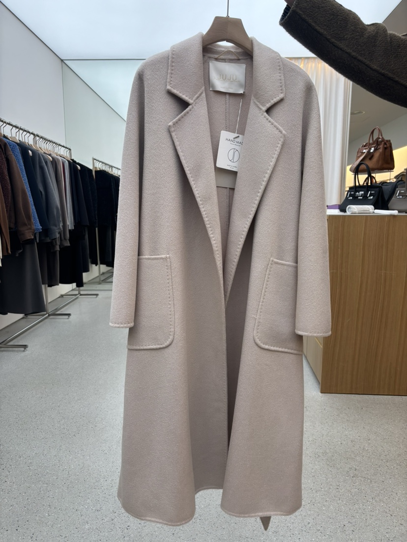 JUJU東大門㊣直郵女裝新品25秋冬休閑熱賣中長款大衣含腰帶JUJU中長款大衣圖色1