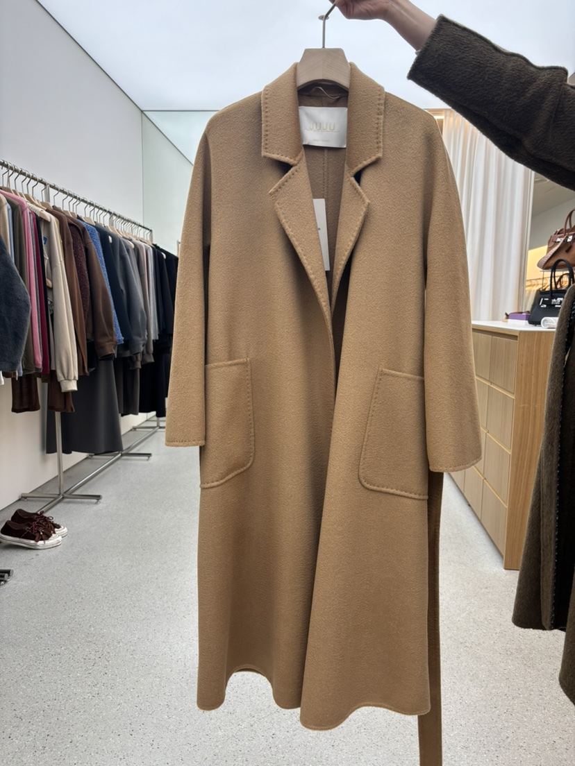 JUJU東大門㊣直郵女裝新品25秋冬休閑熱賣中長款大衣含腰帶JUJU中長款大衣圖色2