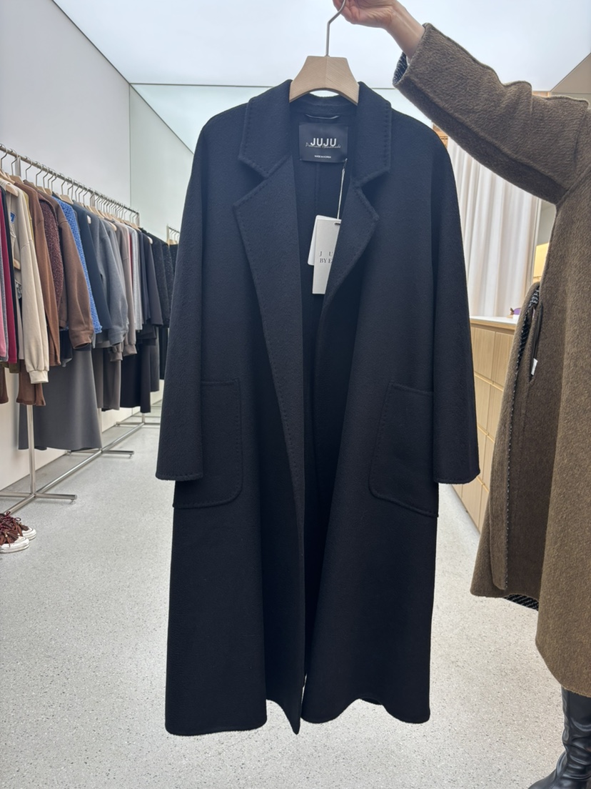 JUJU東大門㊣直郵女裝新品25秋冬休閑熱賣中長款大衣含腰帶JUJU中長款大衣圖色3