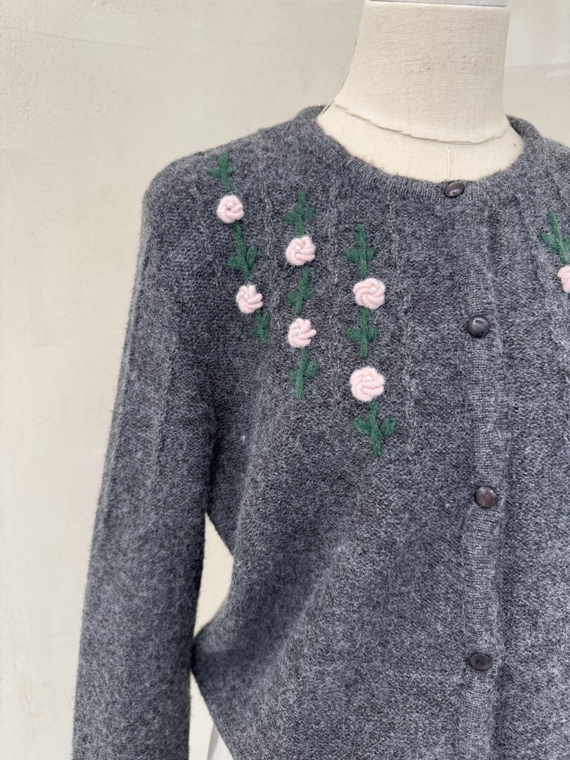 LAUNDRY韓國直郵㊣女士新品職業休閑25秋冬針織衫刺繡花朵開衫LAUNDRY針織衫