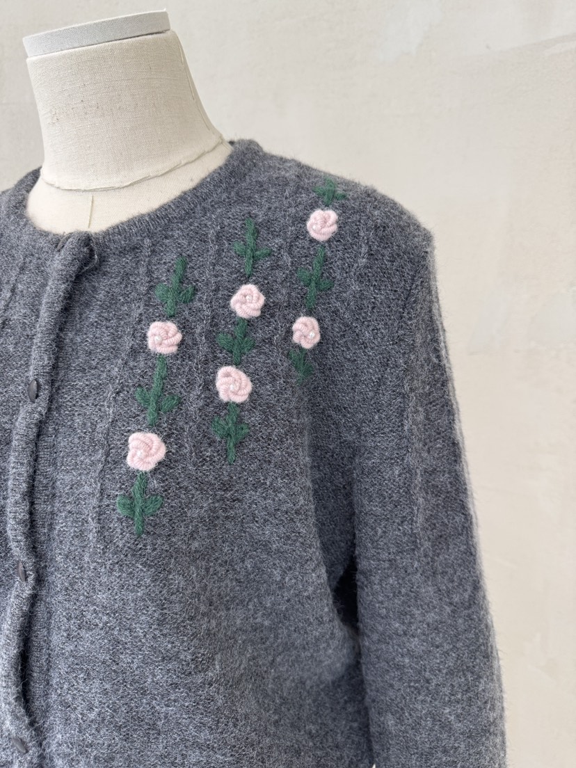 LAUNDRY韓國直郵㊣女士新品職業休閑25秋冬針織衫刺繡花朵開衫LAUNDRY針織衫