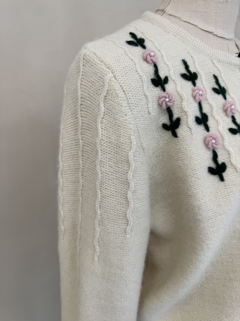 LAUNDRY韓國直郵㊣女士新品職業休閑25秋冬針織衫刺繡花朵開衫LAUNDRY針織衫
