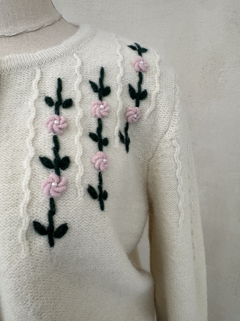 LAUNDRY韓國直郵㊣女士新品職業休閑25秋冬針織衫刺繡花朵開衫LAUNDRY針織衫