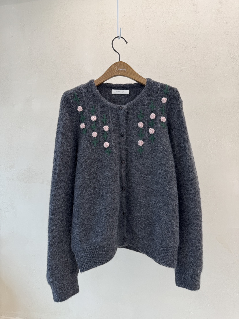 LAUNDRY韓國直郵㊣女士新品職業休閑25秋冬針織衫刺繡花朵開衫LAUNDRY針織衫圖色2