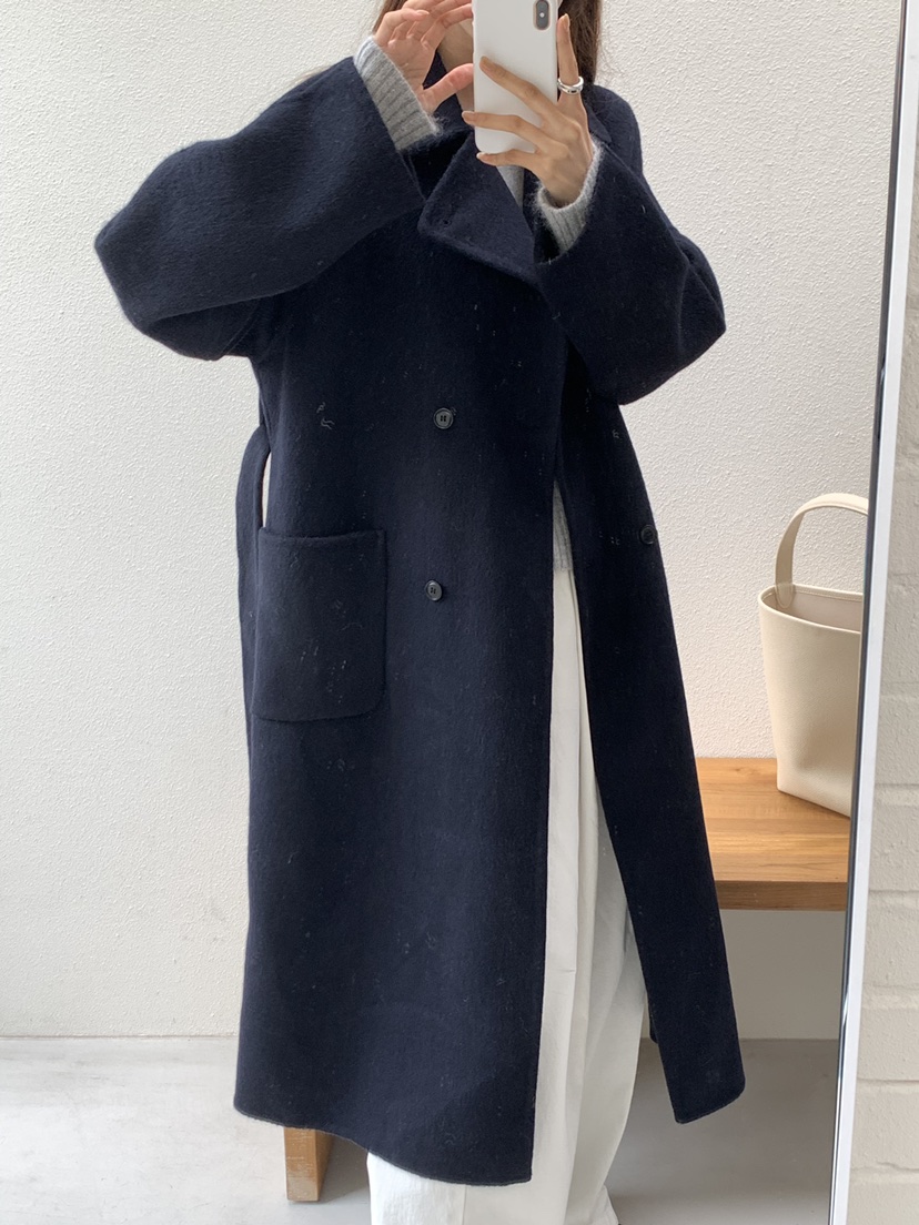 NOTICE韓國代購㊣女士新款職業推薦中長款大衣含腰帶手工長款NOTICE中長款大衣