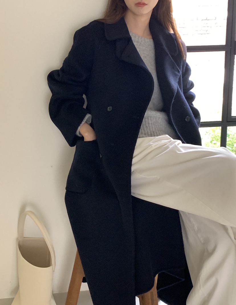 NOTICE韓國代購㊣女士新款職業推薦中長款大衣含腰帶手工長款NOTICE中長款大衣