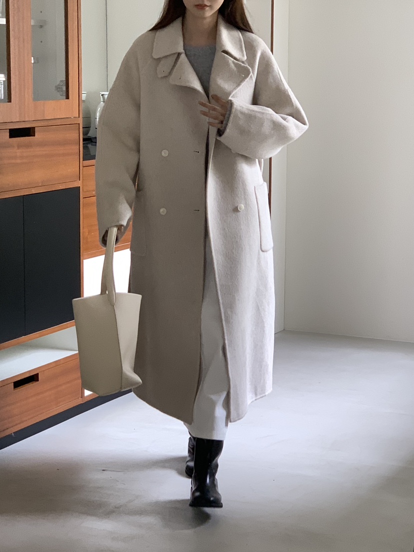 NOTICE韓國代購㊣女士新款職業推薦中長款大衣含腰帶手工長款NOTICE中長款大衣