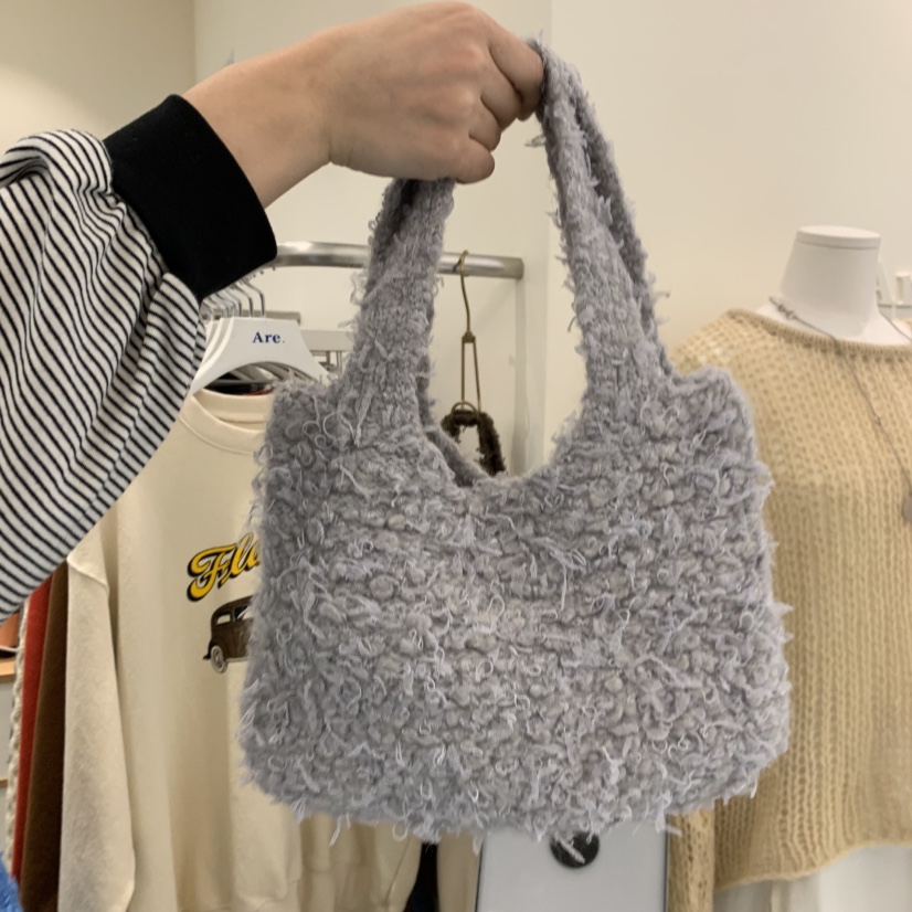 ARE東大門㊣代購女裝新品25秋冬人氣休閑職業推薦手提包毛圈ARE YOU/ARE手提包圖色3