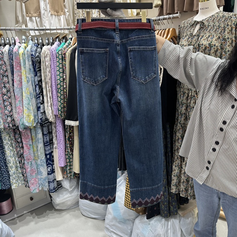 BIKINI東大門㊣實拍女士新款25秋冬推薦休閑牛仔褲不含腰帶BIKINI牛仔褲