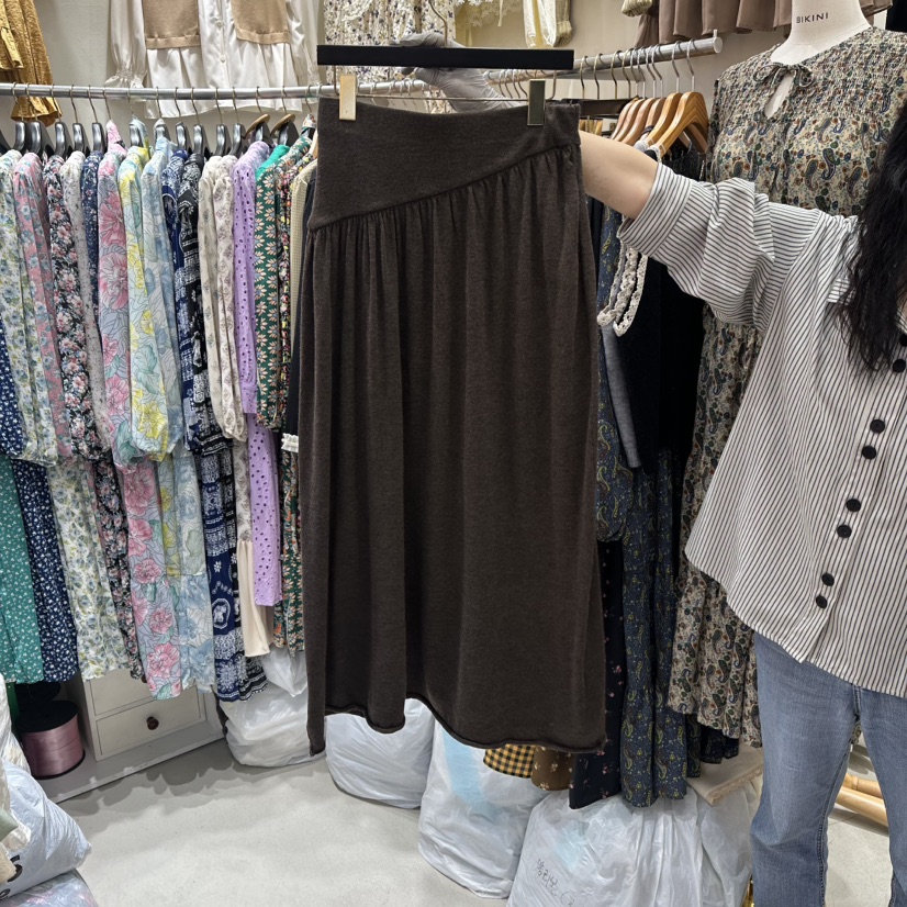 BIKINI東大門㊣實拍女士新品推薦職業真品25秋冬休閑長裙褶皺BIKINI長裙