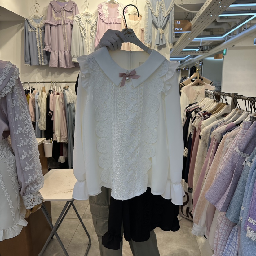 PAPA韓國直郵㊣女裝新款人氣時尚熱賣推薦真品25秋冬襯衫蕾絲衫PAPA襯衫/蕾絲衫