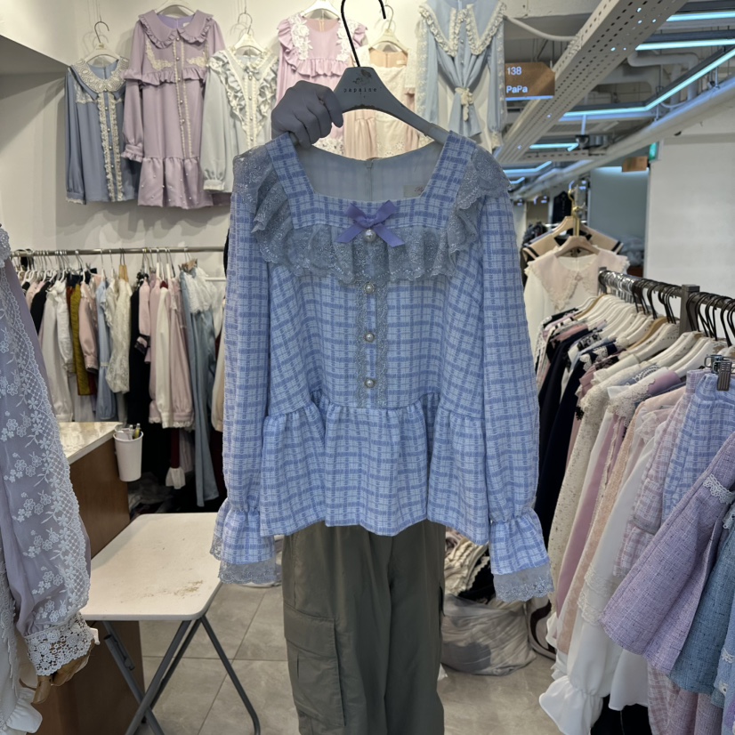 PAPA韓國代購㊣女士新品推薦職業休閑時尚25秋冬襯衫蕾絲衫PAPA襯衫/蕾絲衫圖色2