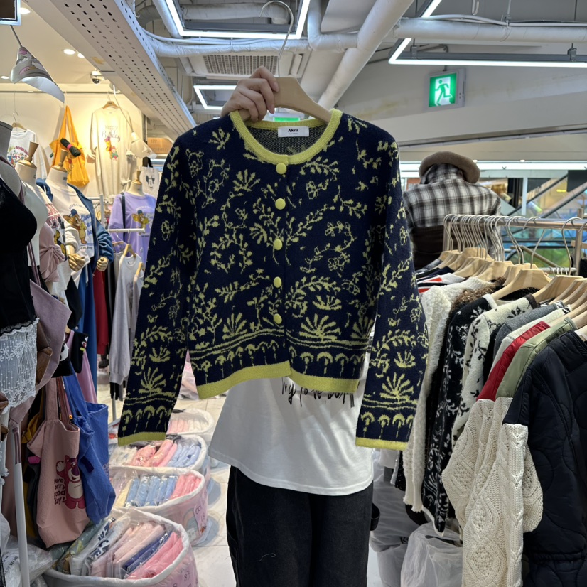 AKRA BY ART東大門㊣實拍女裝新品時尚推薦針織衫拼色開衫AKRA BY ART針織衫圖色2